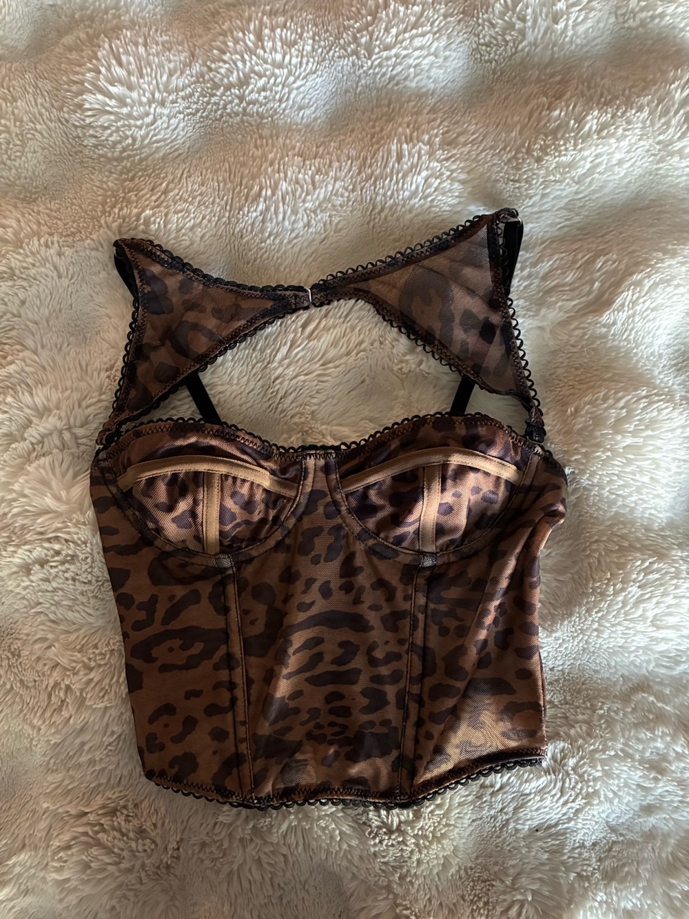 Urban Outfitters Brown Leopard Bustier Top